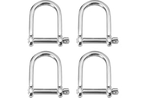 Laorde Marine Grade 316 Stainless Steel Wide D Shackle, 1/2", 3/8", 5/16", 1/4", Clevis Anchor Shackle for Boat, Sailboat, Chain, Rigging Clasp
