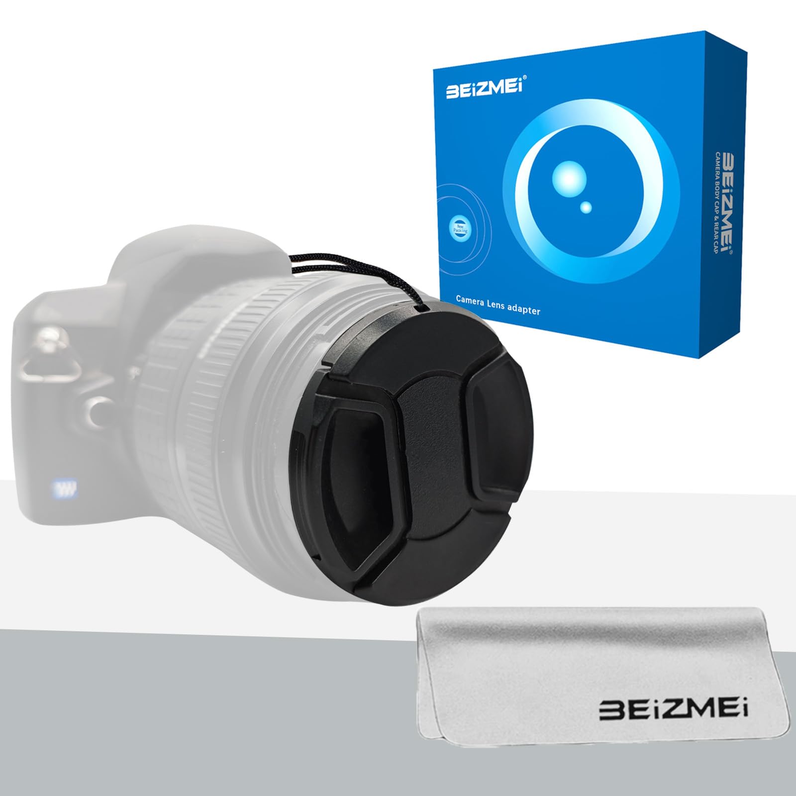 72mm Lens Cap Compatible All Brands Ø72mm Camera Lens and Other Lenses with 72 mm Filter Thread(Camera Lens cap)+Lens cleaning cloth