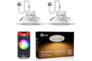 Lumary Smart Retrofit Recessed Lighting 5/6 Inch with Baffle Trim, 13W 1100LM Smart Can Lights 2700K-6500K CCT RGBWW Color Changing WiFi Bluetooth LED Downlight Work with Alexa/Google Assistant, 2PCS