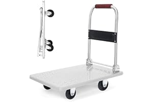 Folding Dolly Cart with Wheels Collapsible - Portable Foldable Moving Push Utility Flat Hand Trucks, Heavy Duty Trolley Dolle