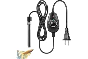 HITOP 15W Super Mini Aquarium Heater: Adjustable Heater for Small Fish Tank 1-4Gallons, with External Controller, Betta Heater for Fish Bowls(15W)
