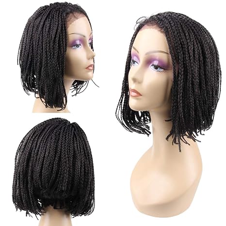 Jiayi Short Box Braided Lace Front Wigs Full Braids With Natural