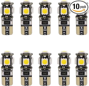 2 x Pure White T10 5630 5smd LED Wedge Interior Light Bulb W5W 194 168 2825 158