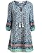BAISHENGGT Women's Tied V-Neck Ethnic Printed Casual Mini Dress Small Blue Floral