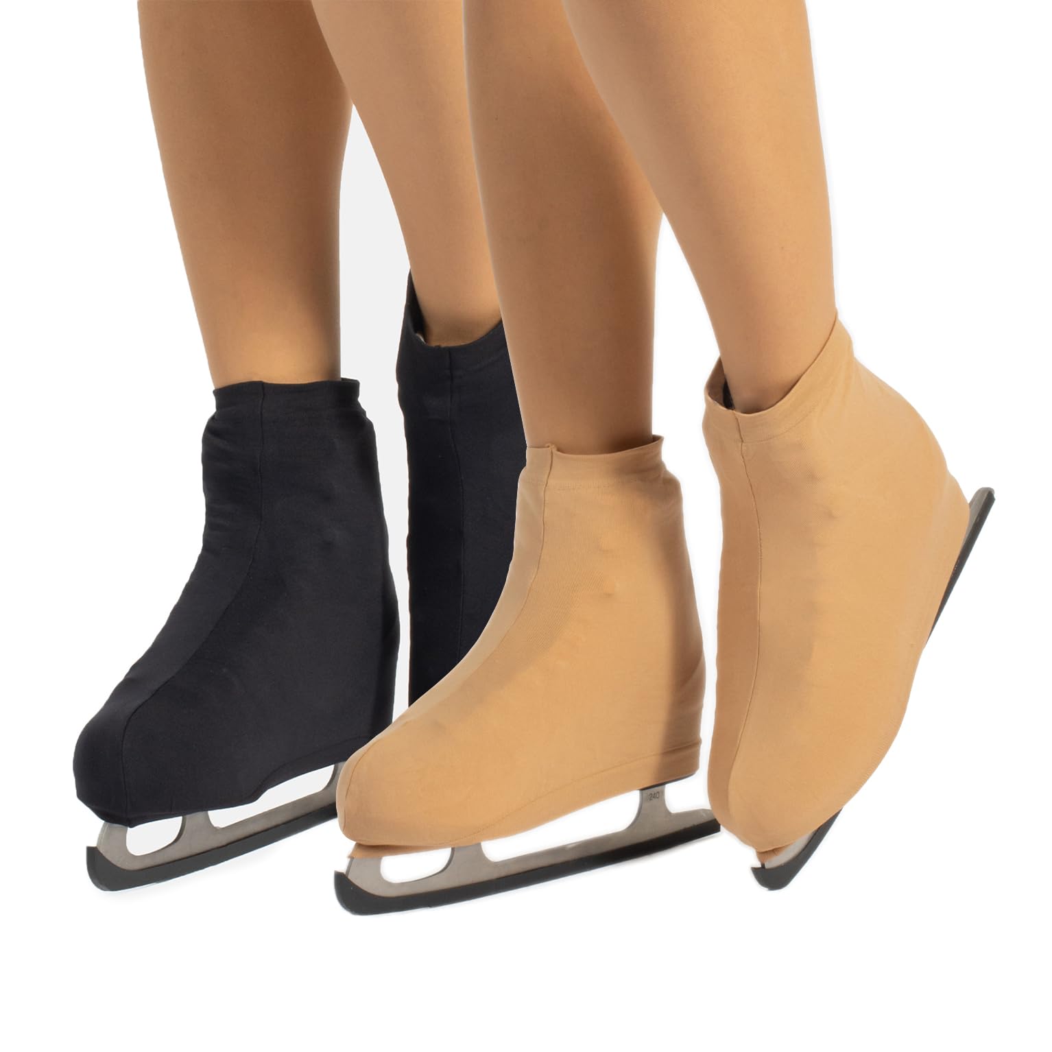 CALZITALY PACK 1/2 PAIRES - Cover Skates, Skate Boot Covers, Roller and Ice Skating Wear Woman and Girl, 70 DEN, 10-8, Made In Italy (1-4, Skin+Black)