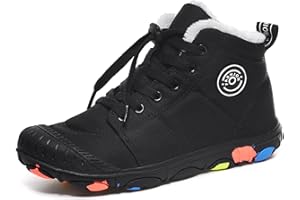 YUKTOPA Barefoot Shoes Kids Boys Girls Trail Running Shoes Minimalist Zero Drop Sole Cotton Boots Fur Lined Hiking Walking Shoes (Little Kid/Big Kid)