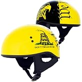 Hot Leathers HLD1046 We the People Glossy Black and Yellow DOT Skull Half Motorcycle Helmet