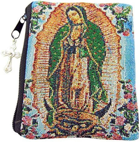 Sacred Traditions Our Lady of Guadalupe Tapestry Rosary Case with Zipper 5 Inch Pouch Boxed