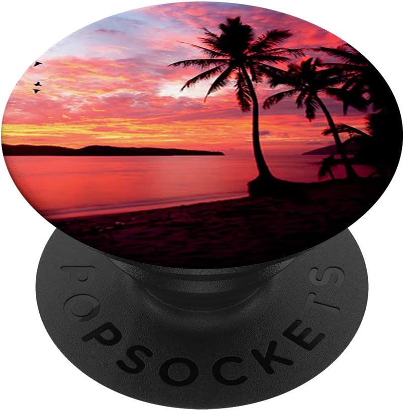 Amazon Com Tropical Paradise Sunset Beach Palm Trees Gift For Her Popsockets Popgrip Swappable Grip For Phones Tablets