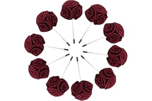 Sanrich Rose Boutonnières Men's Lapel Pins Satin Flower 10 Pack Groom Wedding Boutonniere Suit Brooch Outfit Accessories