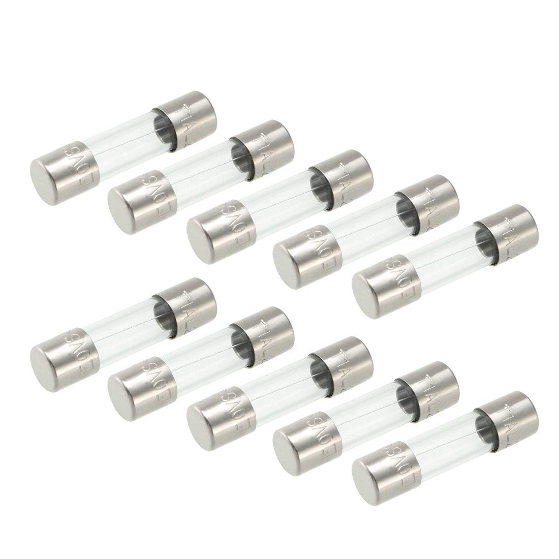 sourcing map Slow Blow Glass Cartridge Fuse Tube Time Delay Fuse 5mm x 20mm 250V 1A 10Pcs
