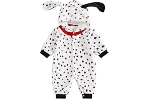 CHAUKAREAUL Unisex Baby Dalmatian Costume Halloween Costume Infant Hooded Long Sleeve Button Romper One Piece Jumpsuit