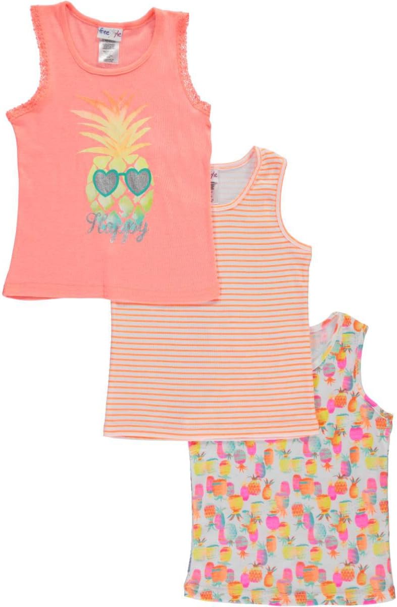 Freestyle Revolution Girls' Big 3pk Pineapple Princess Tanks Set