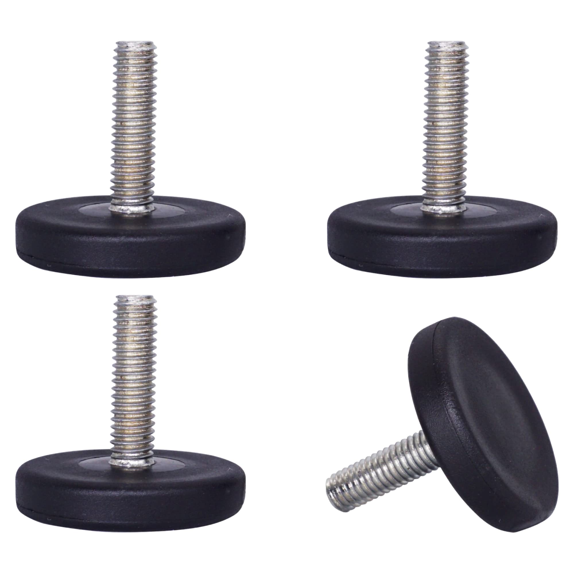 SKIR'CO 4 pcs, Furniture Leveling Feet M6 x 20 mm, Adjustable Metal Round Legs, Threaded M6 Stem, Leveler Glide Foot