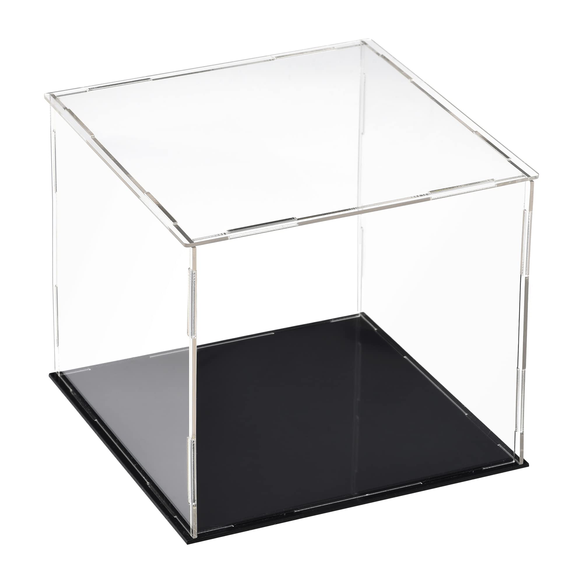 sourcing map Acrylic Clear Display Case Box Dustproof Protection Showcase Cube Collectibles Show Box 20x20x20cm