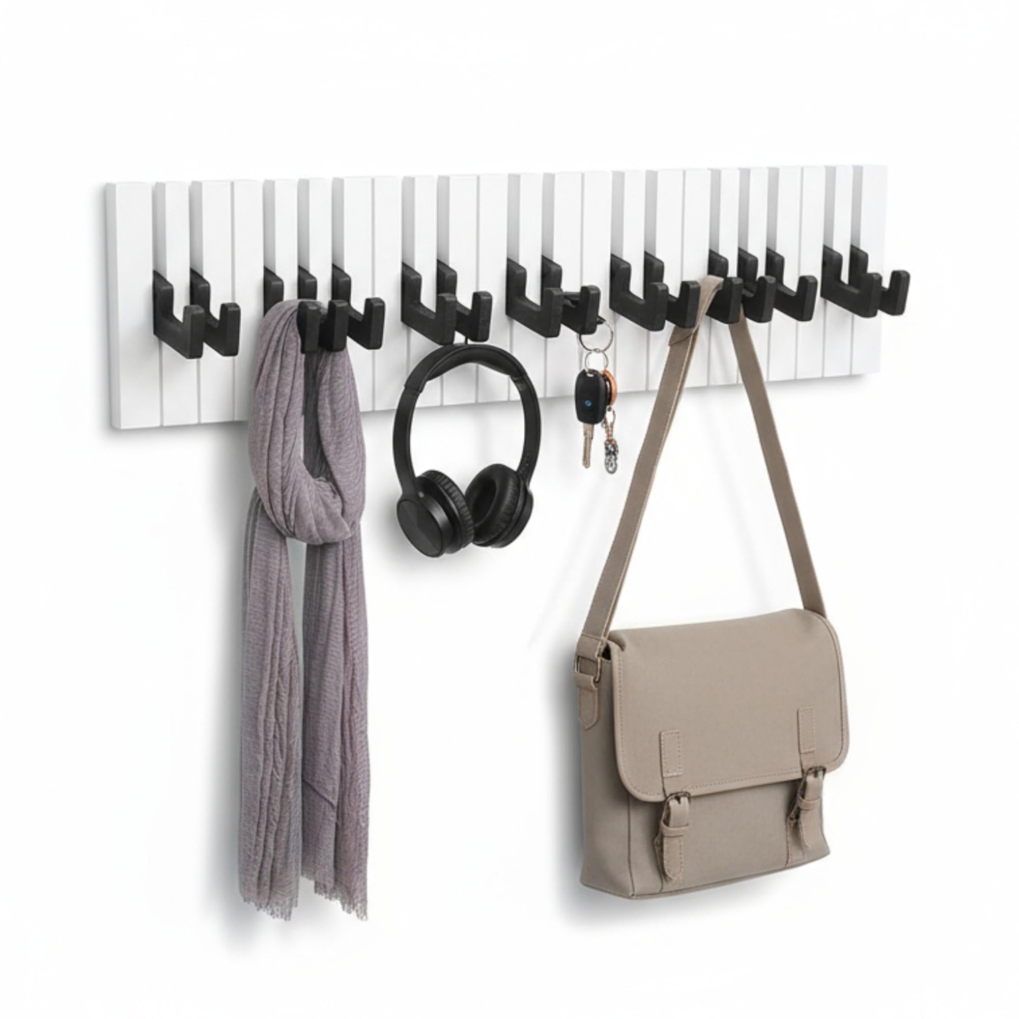 GMMH DuNord Design - Coat Hooks in Piano-Key Design - 16 Hooks - Black/White