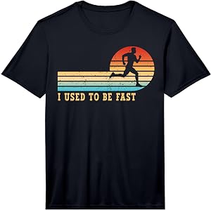 Mens I Used to Be Fast Funny Runner Running Athlete Retro Jogging Performance T-Shirt