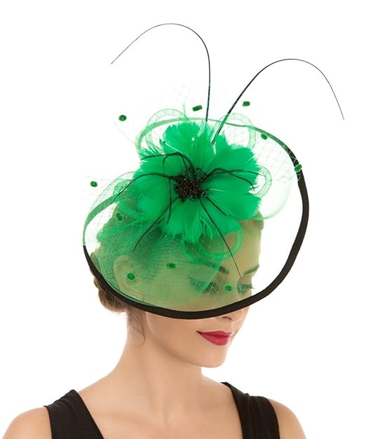 Lucky Leaf Frauen Mädchen Fascinators Hair Clip Haarnadel Hüte& Feder Cocktail Hochzeit Tea Party Hat