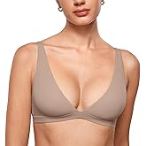 INLYRIC Women's Inbarely Soft Plunge Bralette - Deep V Unlined Triangle No Padding No Underwire Sexy Comfort Sleep Bra