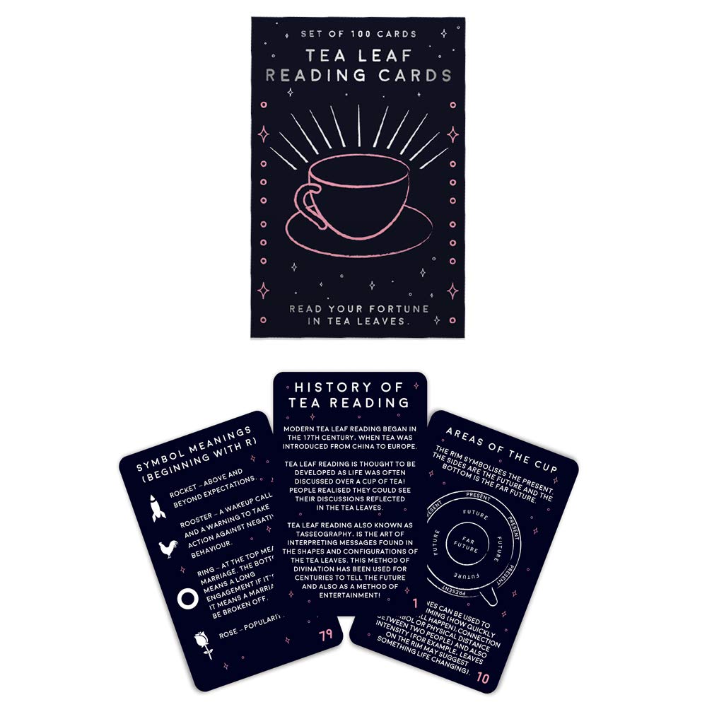 Gift Republic 100 Tea Leaf Reading Cards – Divination Deck for Beginners & Experienced Practitioners | Perfect for Tasseography & Fortune Telling | Easy-to-Use Guide to Tea Leaf Interpretation