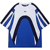 Aelfric Eden Graphic Tees Y2k Mens Oversized T Shirt Color Block Racing Streetwear Shirts Unisex Casual Summer Tops