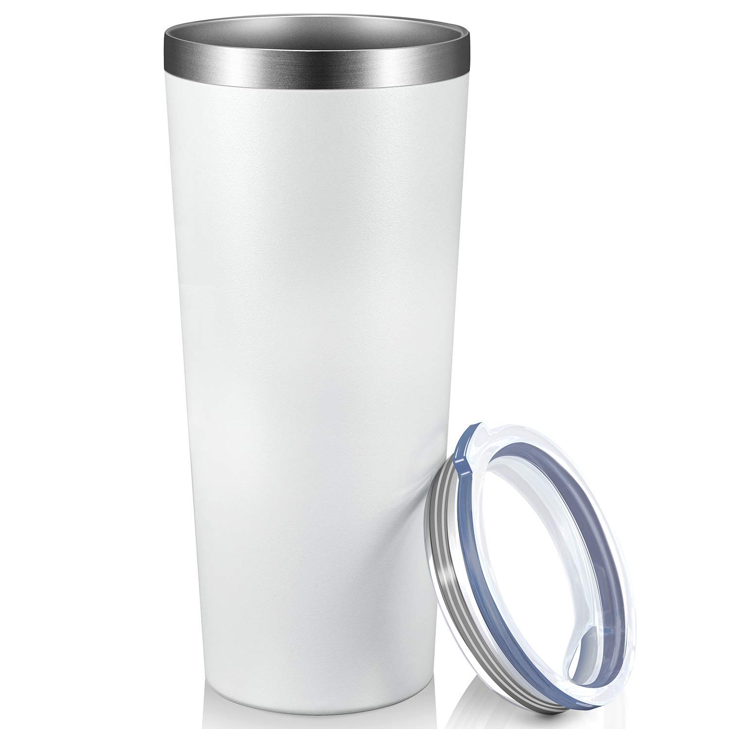 MEWAY Stainless Steel Tumbler with Lids 22oz - Vacuum Insulated Double Wall [Coffee Mug] Travell DIY Gifts，Kitchen Outdoor ideal for Ice Drinks / Hot Beverage-White 1 Pack