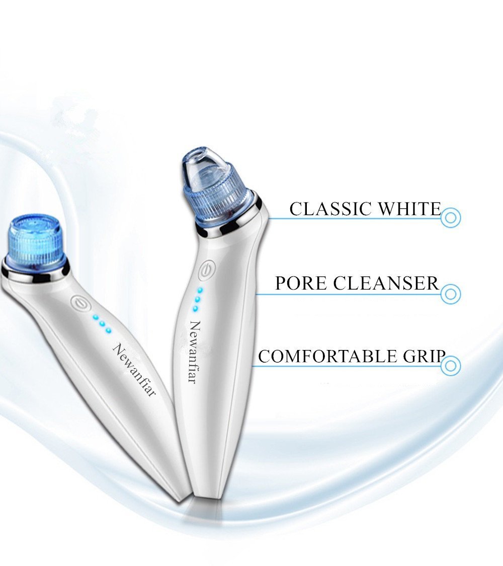 Goodsky Limpiador eléctrico de puntos negros y espinillas, portátil, - para la belleza y el cuidado de la piel / 5 cabezales intercambiables / carga de USB (color blanco)