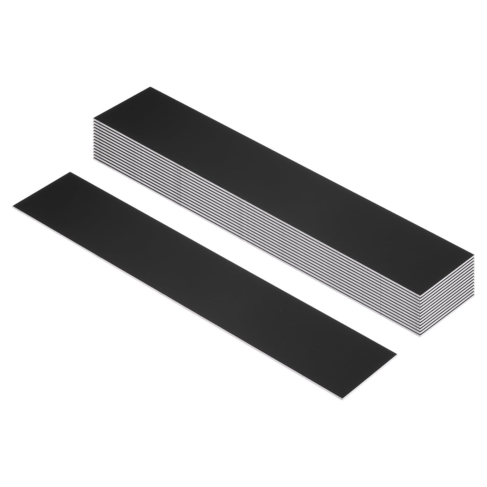 PATIKIL 10x2inch Blank Name Plates, 15Pcs Custom Engraved Name Plate Rectangle Laser Engraving Blanks for Personalized Office Desk DIY Painting Supplies, Black, White