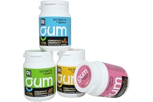 DC24 DAILY CARE Xylitol Chewing Gum with Erythritol, Aspartame Free & Sugar Free Gum for Dry Mouth, Low-Calorie, Sugarless, Assorted Flavors Variety Bulk Pack 60-Piece Pack, 4 Packs