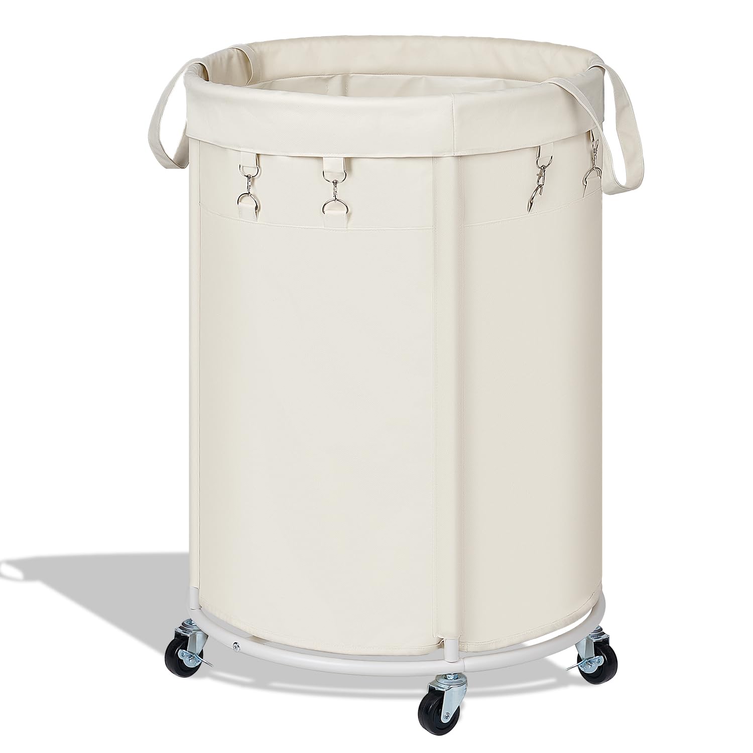 Photo 1 of efluky 150L Laundry Basket with Wheels, Large Rolling Laundry Hampers with Handles for Bathroom, Bedroom & Laundry Room, Beige+