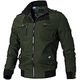 Oymyakon Men's Casual Military Jacket Stand Collar Jackets Coats Cotton Bomber Jackets with Shoulder Straps