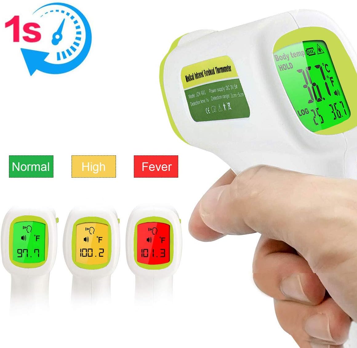 Forehead Thermometer for Adult Baby, Non-Contact Digital Infrared Thermometer Temperature Gun Fever Alarm Body Basal Temperature Measurement