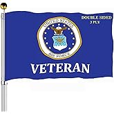 Air Force Emblem Veteran Flags 3x5 Outdoor Double Sided- Military Flag 3 Ply Heavy Duty with 2 Brass Grommets for Outside Outdoor
