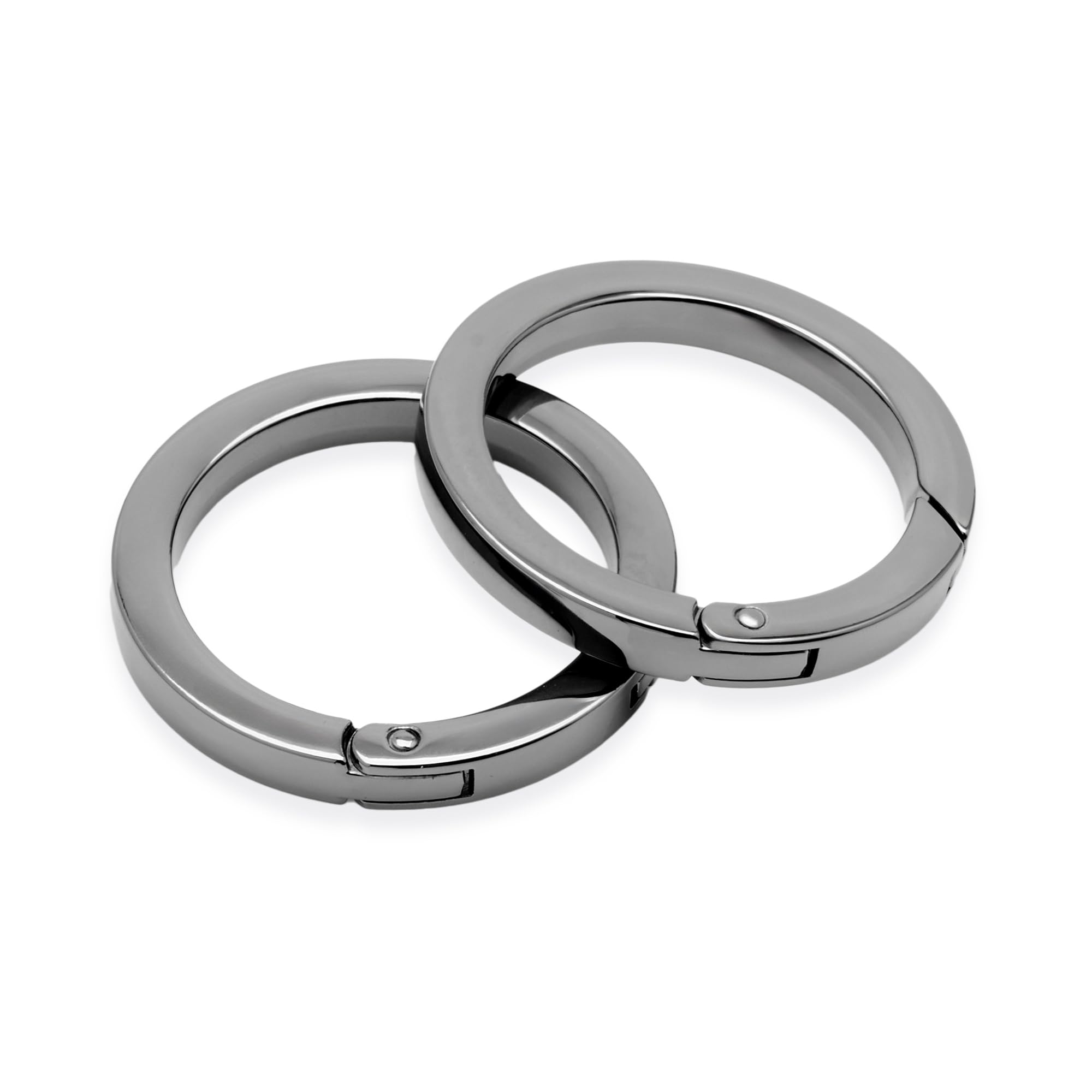 CRAFTMEMORE Metal O Ring Spring Opening Purse Making Snap Trigger Angle-Edge O-Rings Clip Key Ring Holder Bag Hardware 2 pcs (1 1/2 Inch, Gunmetal)