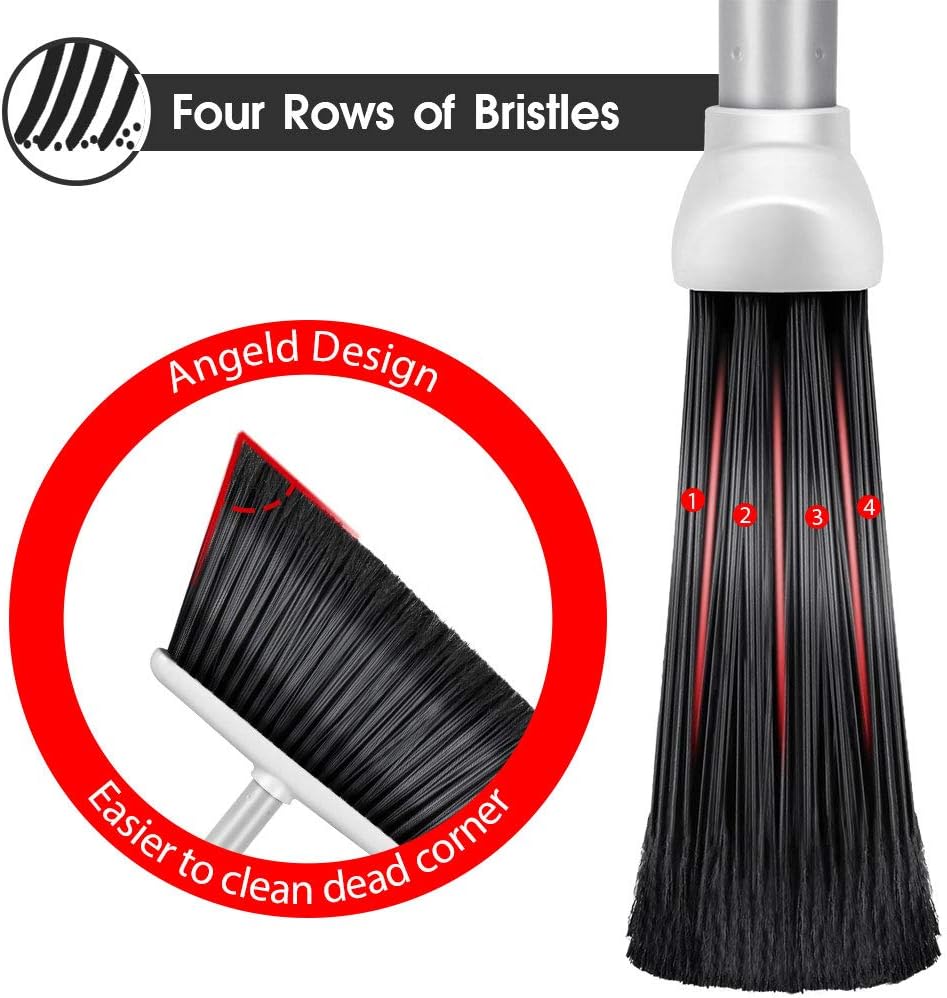 Upright Broom and Dustpan Set with 52" Long Handle Easy to Store Dust Pan Broom with Comb Household Cleaning Supplies Easy to Assemble for Home Kitchen Room Office Outdoor Indoor: Garden & Outdoor