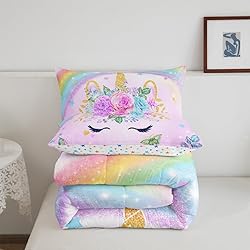 Feelyou Toddler Size Unicorn Comforter Set for Kids