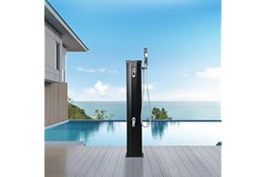 GENERIC Axonl Solar Outdoor Shower 5.3 Gallon Solar Shower with Shower Head & Foot Shower Tap for Garden Backyard Poolside Beach Pool Spa Backyard Beach, Black 5.3 Gallon