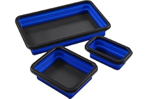 ALOANES Magnetic Parts Tray Set-Collapsible Magnetic Tool Tray Small Parts Organiser with Double Magnet, Magnetic Bowl for Fixing Nuts and Bolts (Blue)