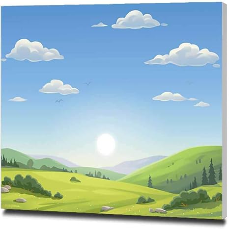 Amazon 美しい風景イラストの日の出 インテリア アートポスター 絵画 ポスター おしゃれ インテリア 模様替え リビング 内装 壁の絵 Arts モダン 木枠セット 50x50cm アートフレーム ポスター オンライン通販