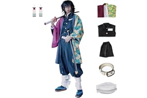 ToouYoor Demon Tanjiro Cosplay Shinobu Giyuu Zenitsu Robe Kimono Cosplay Outfit Costume with Earring for Women Men