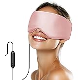 Silk Heated Eye Mask, USB Corded Electric Face Heating Pad for Sinus Pressure Relief, Warm Eye Compress for Dry Eyes, Stye and Tension Headache with 3 Temp Settings & 30-Min Auto Off, Champagne Pink