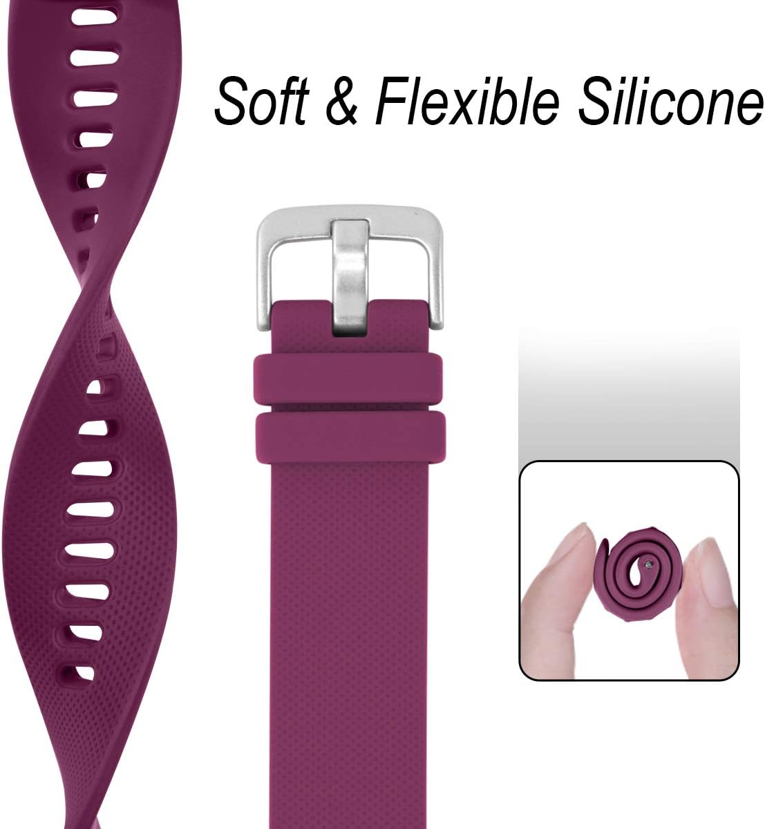 Vobafe 20mm Strap for Garmin Vivoactive 3/3 Music/Venu/Venu 2 Plus/sq/sq 2/Forerunner 245/645/55 - Image 4