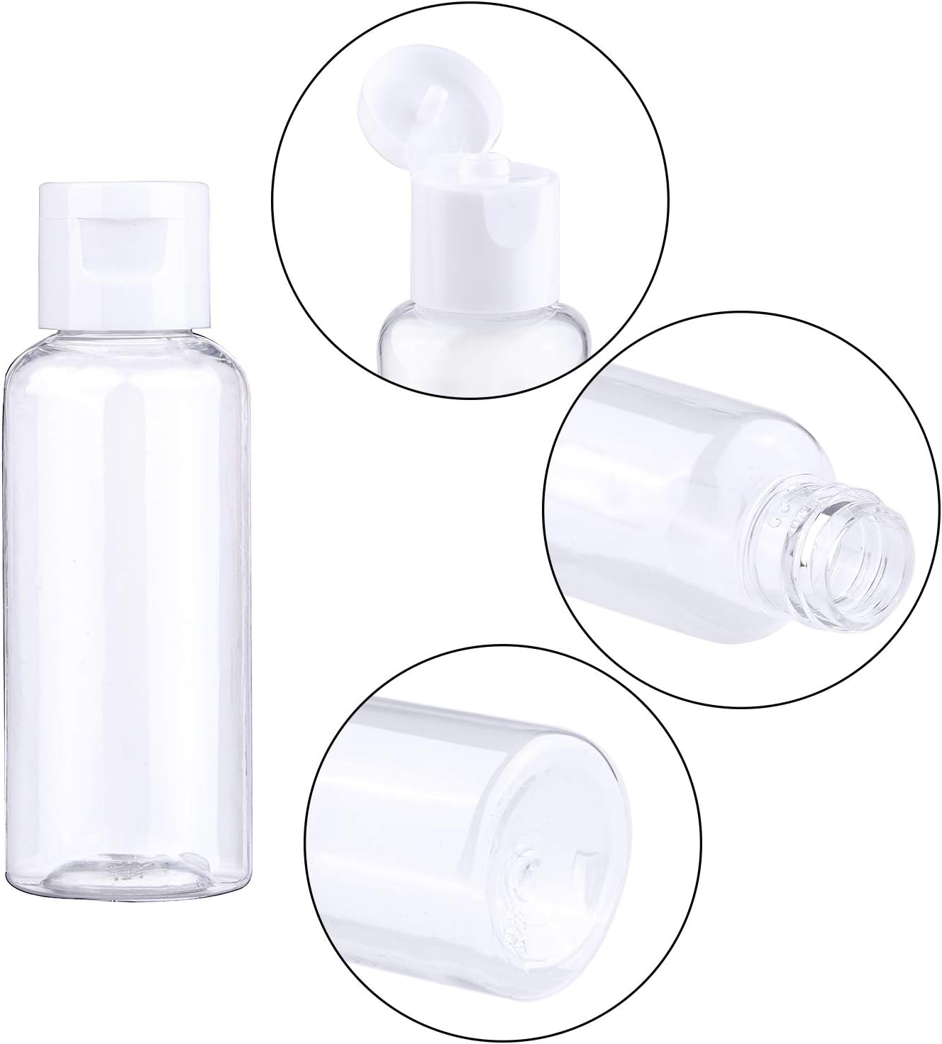 URATOT 12 Pieces Flip Cap Bottles Plastic Cosmetic Bottles Refillable Liquid Containers Travel Bottles for Cosmetic, Vocation, 50 ml : Beauty