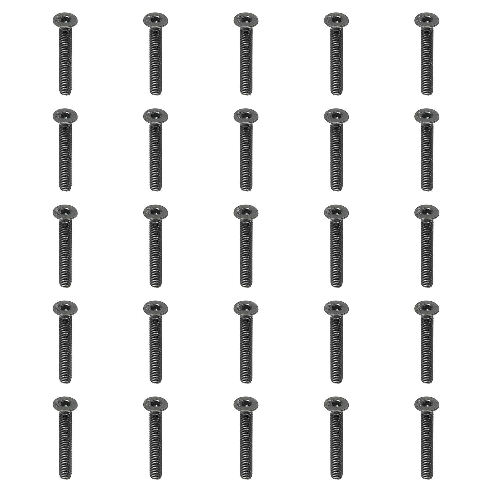 PATIKIL M3 x 20 mm Flat Head Socket Cap Screws, 50 Pack Flat Countersunk Bolts Medium Carbon Steel Hex Socket Drive Machine Screws Full Thread Black Oxide Grade 10.9