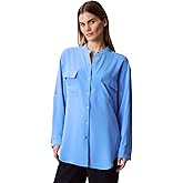 Calvin Klein Womens Crepe Relaxed Button-Down Shirt