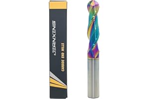 JIANXING 1/2" Extra Long DLC Coated 2-Flute Carbide Ball Nose End Mill, Ideal for Aluminum, Copper Alloys, and Plastic Machining – High Precision & Wear-Resistant Cutting Tool (1 Pieces)