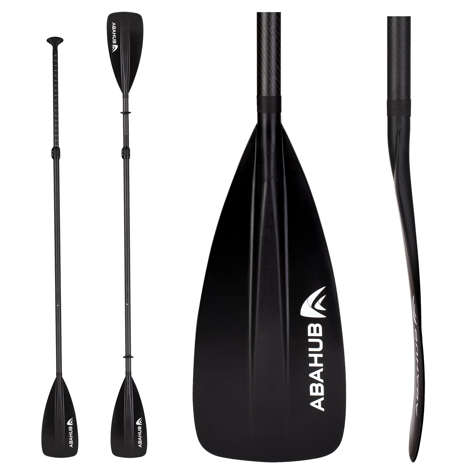 Abahub 1 x 4 Section Carbon SUP Paddle/Kayak Oar, Adjustable Stand up Paddleboard Paddles, Lightweight Carbon Shaft Black/Blue/Green/Gray/Orange/Red Plastic Blade