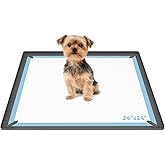 ALOOF Pee Pad Holder for Dogs, 24”x 24”Non-Slip Silicone Puppy Pad Holder with Integrated Magnetic Snaps, Raised Edge, Washable Training Pee Pad Tray for Floor Protection(Gray)