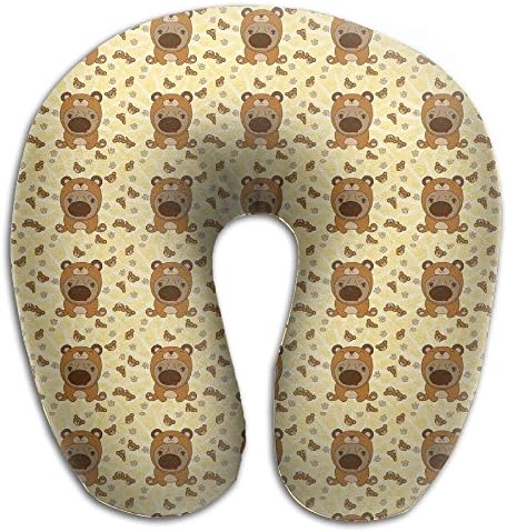 NEW Dog Wearing A Bear Coat Sleeping Pillow For Sleeping On Plane, Carrying Convenient Bags To Save Space And Machine Wash Velvet Cover