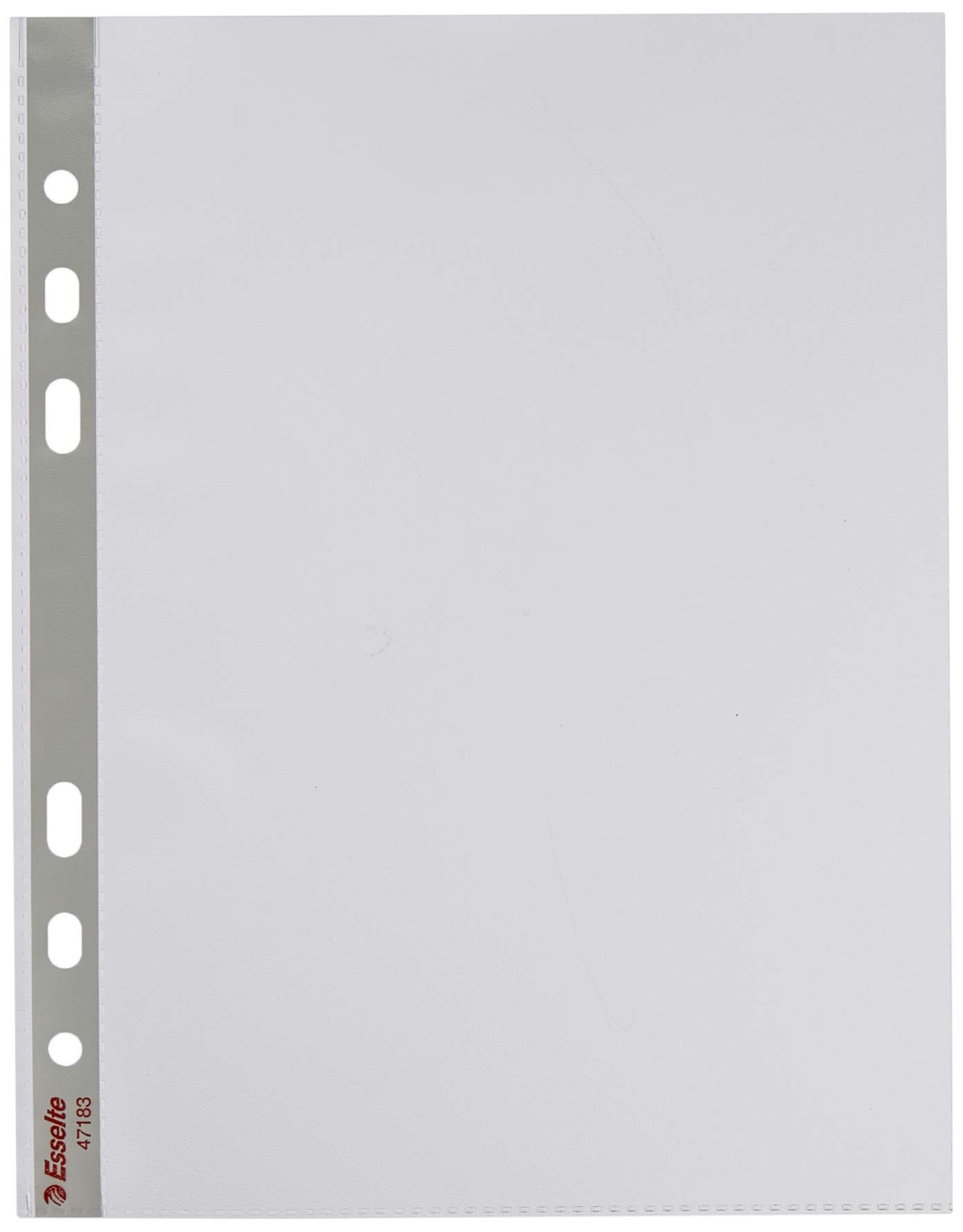 Esselte Heavy Duty Punched Pocket, Pack of 25, Holds up to 20 A5 sheets, Transparent, Matte, 85 Micron PP Material, 47183 — image 1